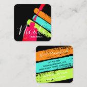 Nagelrozige kleurrijke vlekken nagelkunstenaar sal vierkante visitekaartje (Voorkant / Achterkant)