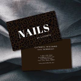 Nagels Bruin Dierenprint Nageltechnicus Visitekaartje