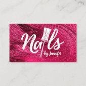 Nagels door Witte Tekst Tekening op glitterachterg Visitekaartje (Voorkant)