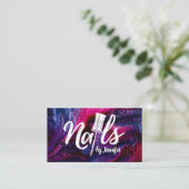 Nagels door Witte Tekst Tekening op glitterachterg Visitekaartje (Staand voorkant)