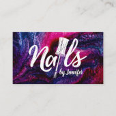 Nagels door Witte Tekst Tekening op glitterachterg Visitekaartje (Voorkant)