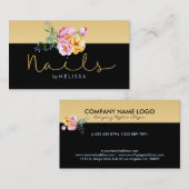 Nagels Goud Glitter & Kleurrijk Bloemen Boeket Visitekaartje (Voorkant / Achterkant)