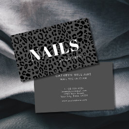 Nagels Grijze Dierenprint Nageltechnicus Visitekaartje