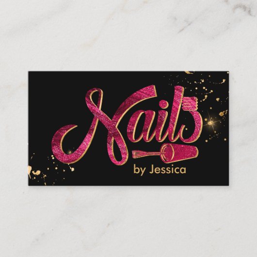 Nagels Logo graphic - Roze Glitter Nagellak Visitekaartje (Voorkant)