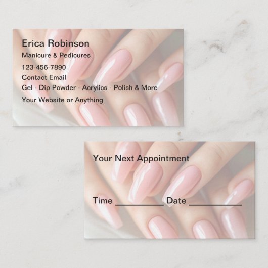Nagels Manicure Creatieve Afspraakkaarten Visitekaartje (Voorkant / Achterkant)