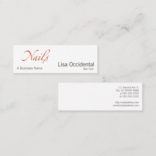 nagels mini visitekaartje (Voorkant / Achterkant)