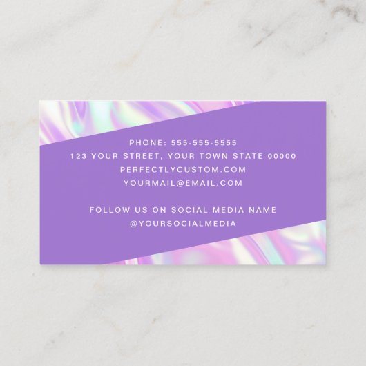 Nagels op naam paarse pastels visitekaartje (Achterkant)