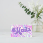 Nagels op naam paarse pastels visitekaartje (Staand voorkant)