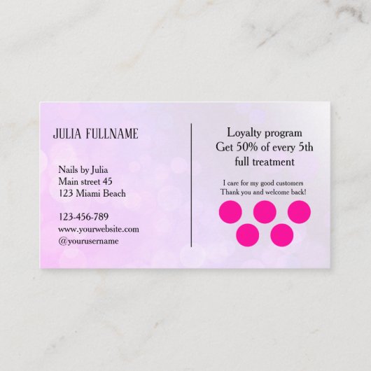 Nagels per Visitekaartje (Achterkant)