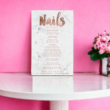 Nagels prijstypografie roze goud witte marmer