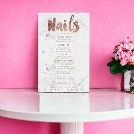 Nagels prijstypografie roze goud witte marmer poster