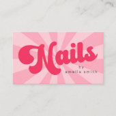 Nagels retro roze of elke kleur sunburst visitekaartje (Voorkant)