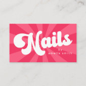 Nagels retro roze of elke kleur sunburst visitekaartje (Voorkant)