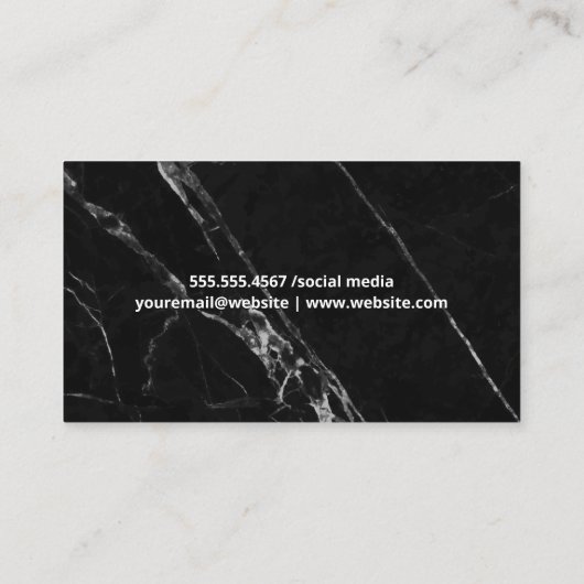 nagels | Rode Nail Poolse fles | Zwarte marmer Visitekaartje (Achterkant)