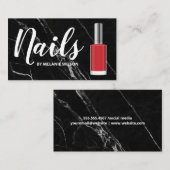 nagels | Rode Nail Poolse fles | Zwarte marmer Visitekaartje (Voorkant / Achterkant)