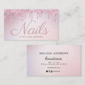 nagels | roos goudglitter drip salon visitekaartje (Voorkant / Achterkant)