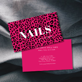 Nagels Roze Dierenprint Nageltechnicus Visitekaartje