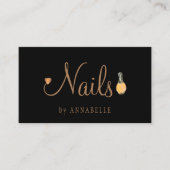 Nagels typografie glam goud en zwart chique salon visitekaartje (Voorkant)