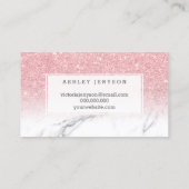 Nagels typografie roze glitter marmer visitekaartje (Achterkant)