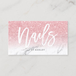 Nagels typografie roze glitter marmer visitekaartje