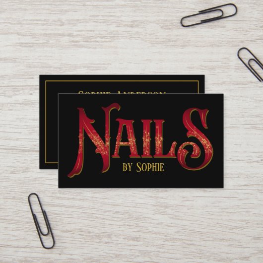 Nagels van Typography Black Visitekaartje (Voorkant / Achterkant in situ)