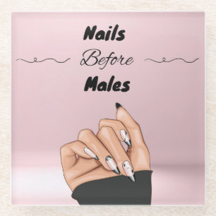 Nagels voor mannen in roze glas Onderzetter