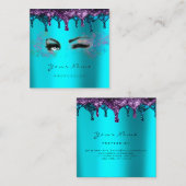 nagels wax wimper ontharing blauw turkoois vierkante visitekaartje (Voorkant / Achterkant)