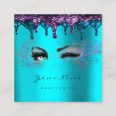 nagels wax wimper ontharing blauw turkoois vierkante visitekaartje (Voorkant)