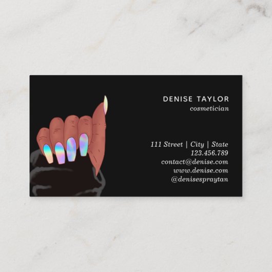 Nagelsalon Afro-Amerikaanse handholografiespijkers Visitekaartje (Achterkant)