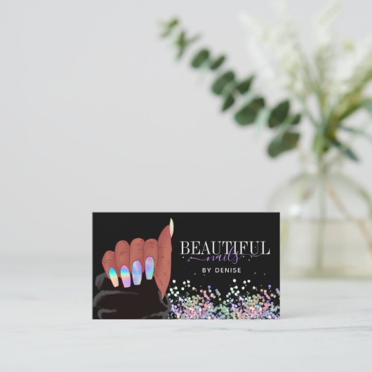 Nagelsalon Afro-Amerikaanse handholografiespijkers Visitekaartje (Staand voorkant)