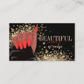 nagelsalon afroamericaanse vrouw handnageltechnicu visitekaartje (Voorkant)