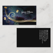 Nagelsalon Beauty Mode Stijl Gouden Bloemen Swirl Visitekaartje (Voorkant / Achterkant)