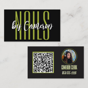 Nagelsalon Bedrijfskaart Vet Groen Foto QR Code Visitekaartje