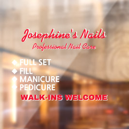 Nagelsalon Diensten Aanpassen Loop Binnen Welkom Raamsticker