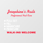 Nagelsalon Diensten Aanpassen Loop Binnen Welkom Raamsticker (Vel)