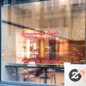 Nagelsalon Diensten Aanpassen Loop Binnen Welkom Raamsticker (Cafe Raam)