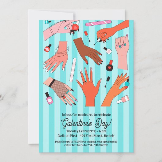 Nagelsalon Galentine's Day Kaart (Voorkant)