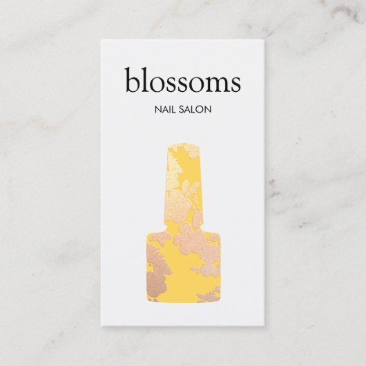 Nagelsalon Geel Goud Glitter Visitekaartje (Voorkant)