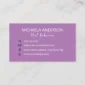 Nagelsalon Girly Paarse Grijze Luipaard Dierenprin Visitekaartje (Achterkant)