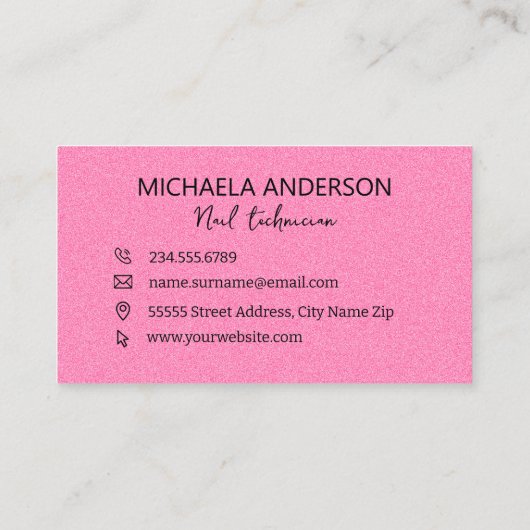 Nagelsalon Girly Pink Leopard Animal Print Visitekaartje (Achterkant)