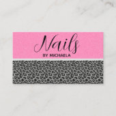 Nagelsalon Girly Pink Leopard Animal Print Visitekaartje (Voorkant)