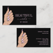 nagelsalon hand glittering nageltechnicus visitekaartje (Voorkant / Achterkant)