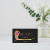 nagelsalon hand glittering nageltechnicus visitekaartje (Staand voorkant)