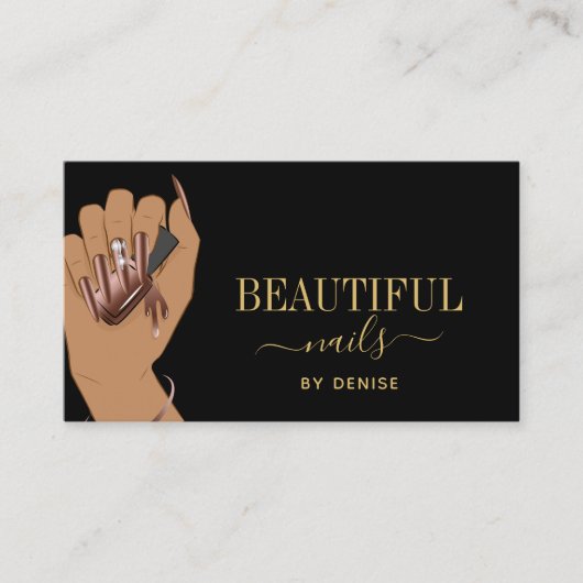 nagelsalon hand glittering nageltechnicus visitekaartje (Voorkant)