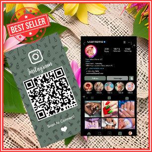 Nagelsalon Instagram Sage Green   Social Media QR Visitekaartje