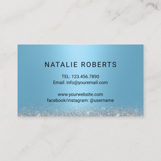 Nagelsalon Lichtblauw Luxe Typografie Manicurist Visitekaartje (Achterkant)