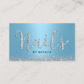 Nagelsalon Lichtblauw Luxe Typografie Manicurist Visitekaartje (Voorkant)