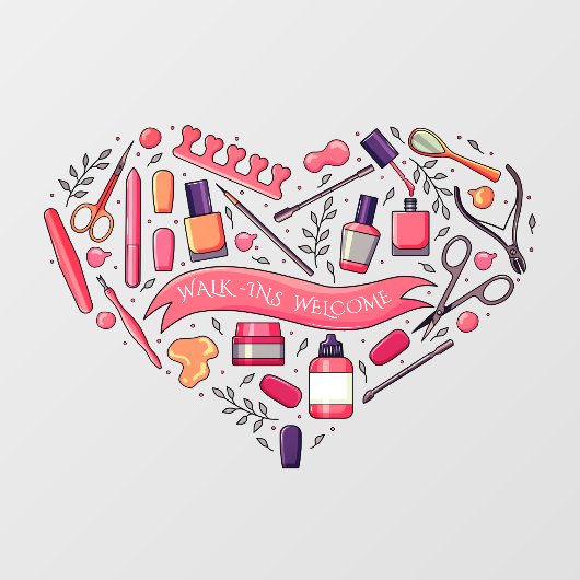 Nagelsalon Loop In Welkom Nagel Pedicure Hart  Raamsticker (Vel)