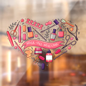 Nagelsalon Loopklanten Welkom Nagel Pedicure Hart  Raamsticker (Vel 2)