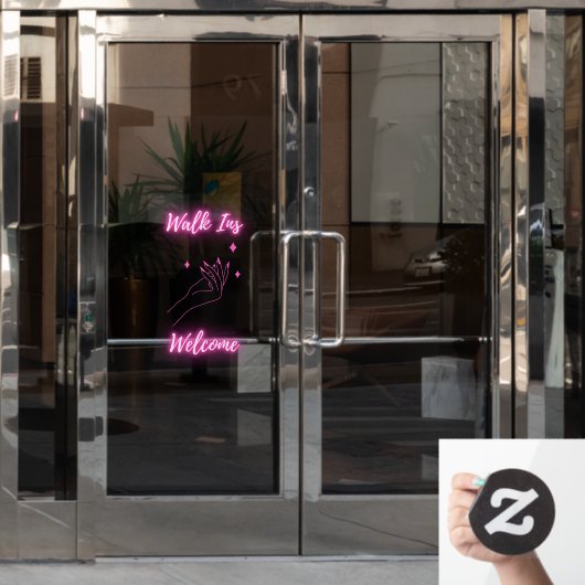 Nagelsalon Loopklanten Welkom Roze Raamsticker (Kantoordeur)
